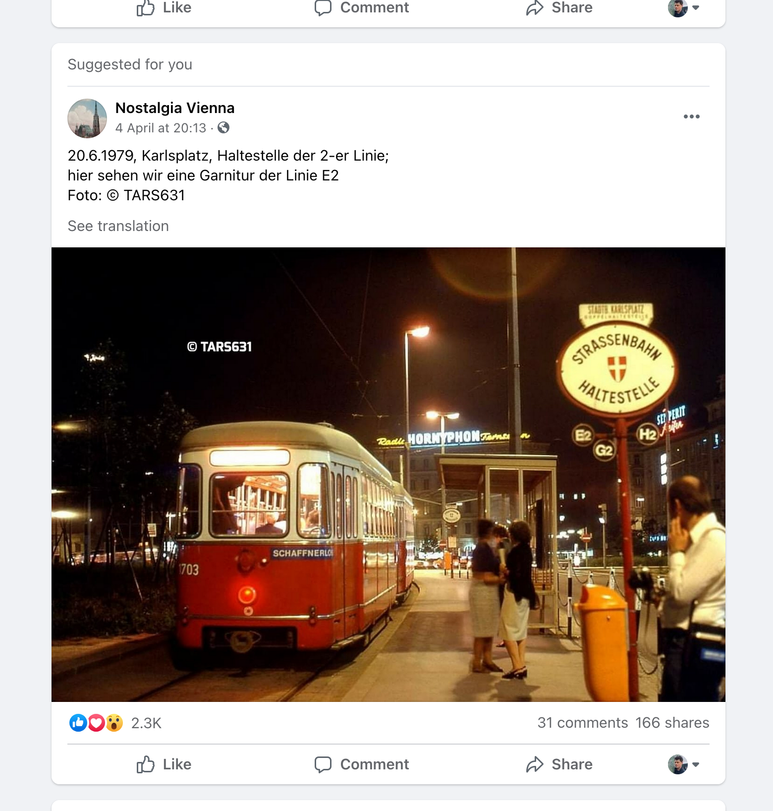 Facebook Suggested Post Tram picture