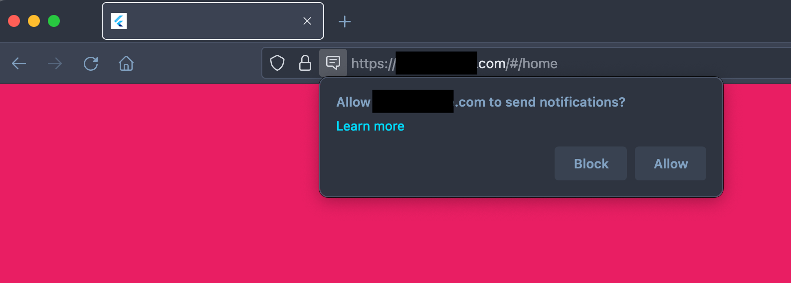 Firefox asking me if I want to allow push notifications on my Flutter app