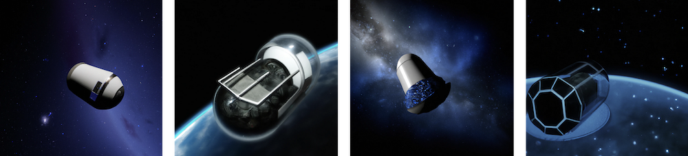 Capsules floating in space