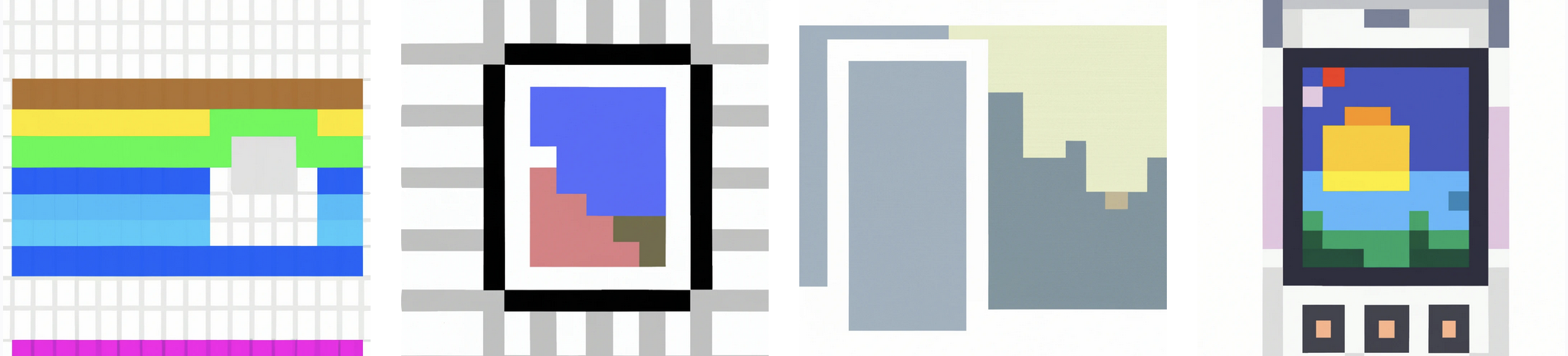 AI generated pixel art representing photo apps on smartphones.
