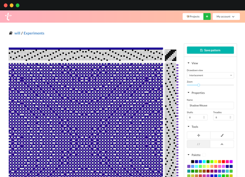 Treadl&rsquo;s patten-editor screen