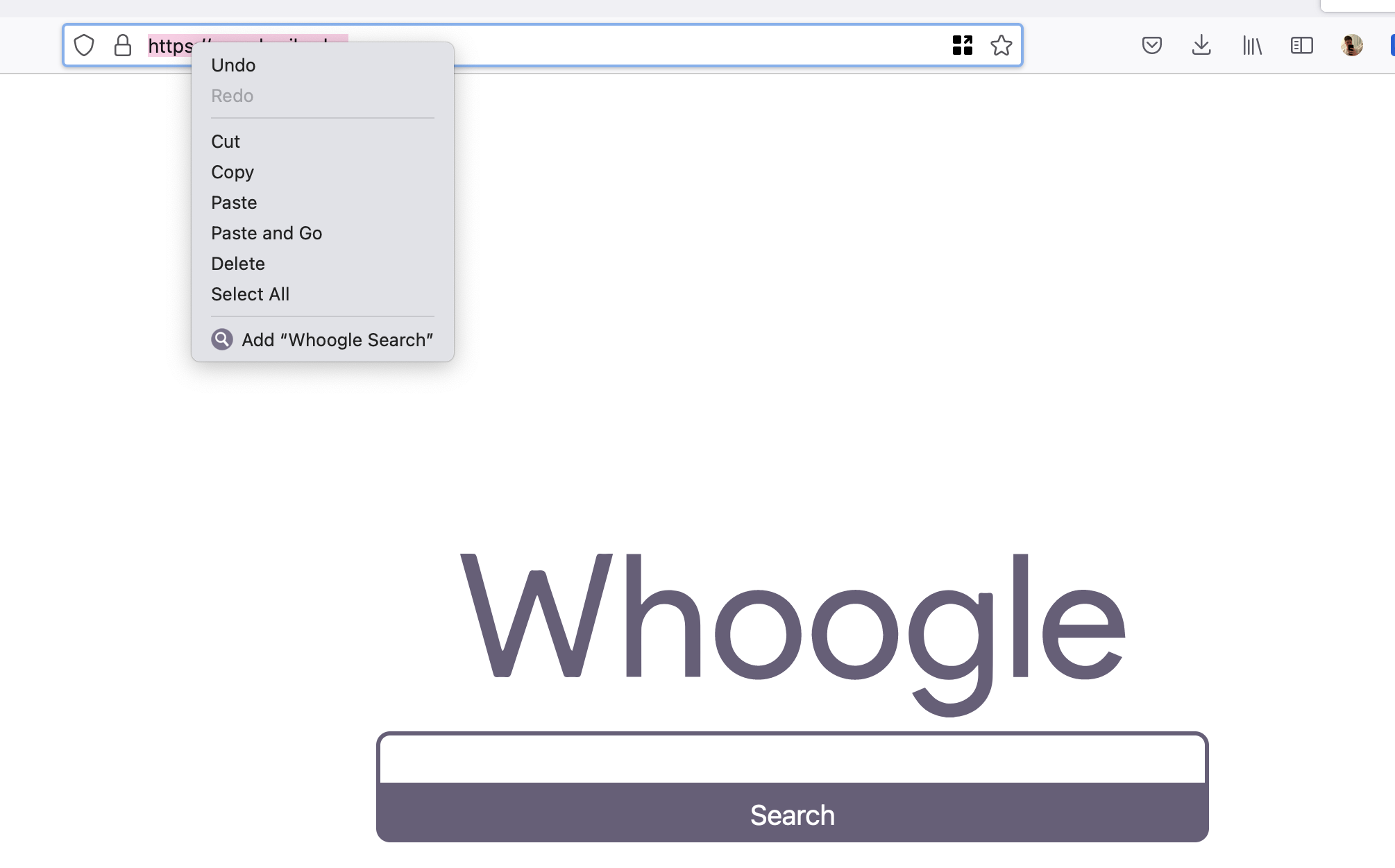 Adding Whoogle as a search engine